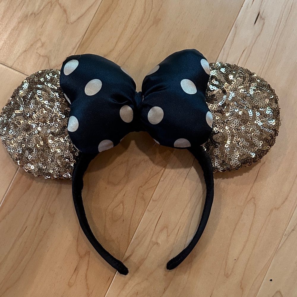 Black and Gold Polka Dot Sequin Disney ears